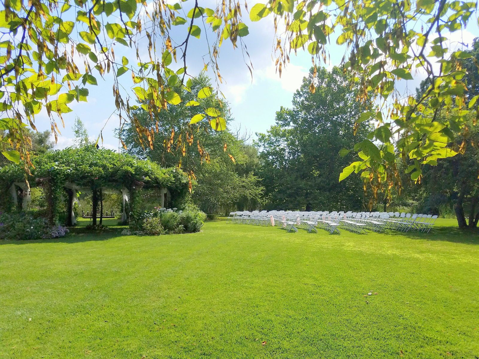 Pre-Ceremony Flowering Gazebo and chairs